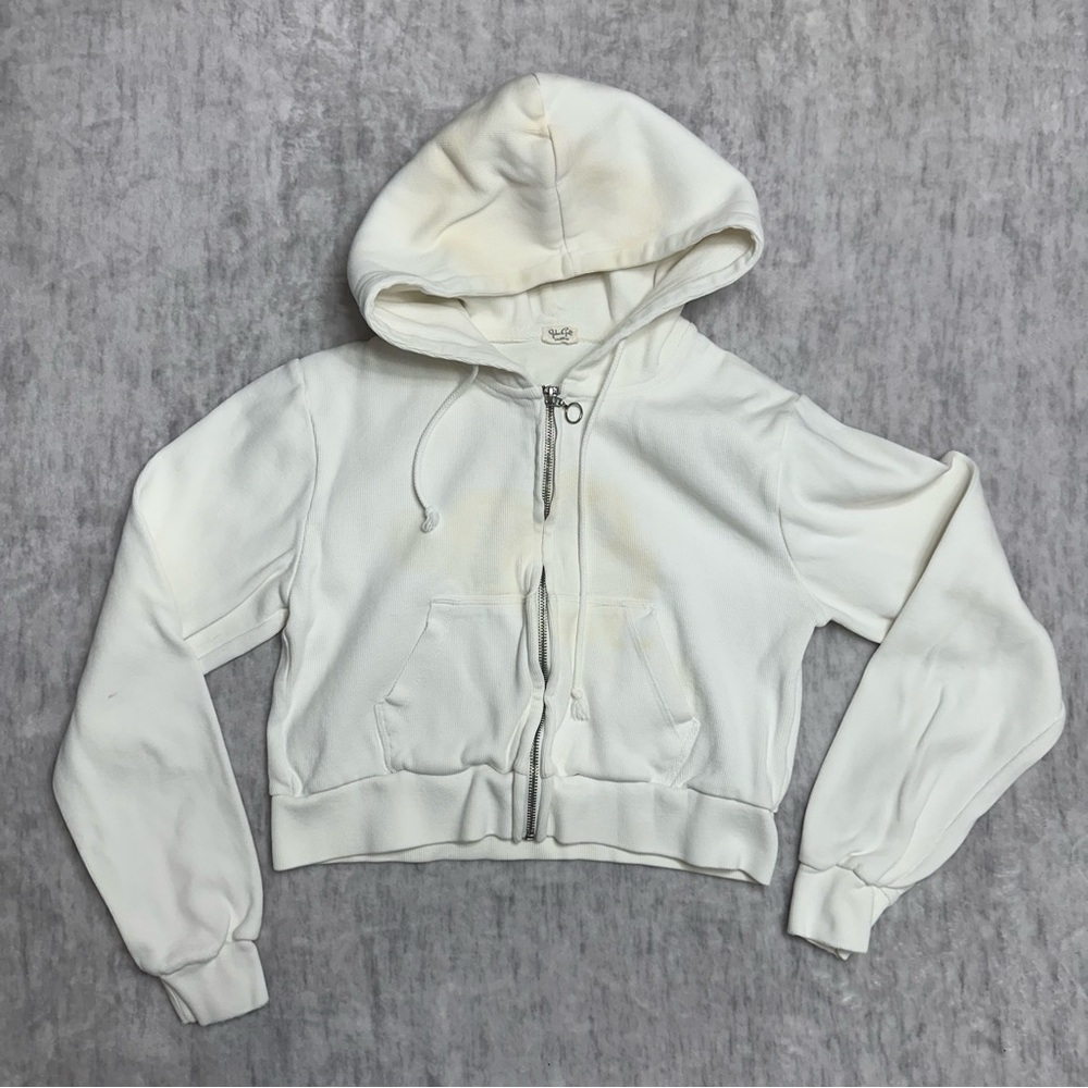 Brandy Melville John Galt Zip Up Hoodie - Cream